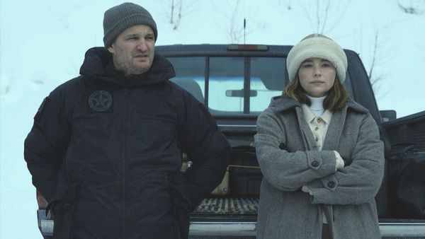Actor Jason Clarke as Frank Remnick and Haley Bennett as Sidney Scofield in The Last Frontier episode 3. (Photo Credit: Courtesy of Apple TV.)