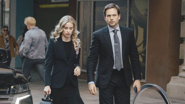 Elle Chapman as Paige McIntosh and Patrick J. Adams as Russell McIntosh in The Madison. (Photo Credit: Courtesy of Paramount+.)