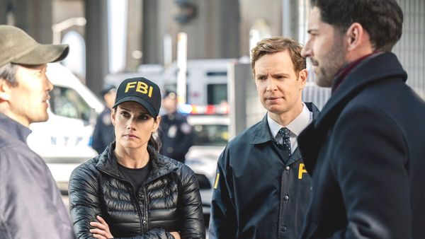 Missy Peregrym as Maggie Bell, Nick Gehlfuss as Bill Goodman and Tom Ellis as Colin Glass in FBI season 1, episode 7. (Photo Credit: Courtesy of CBS.)