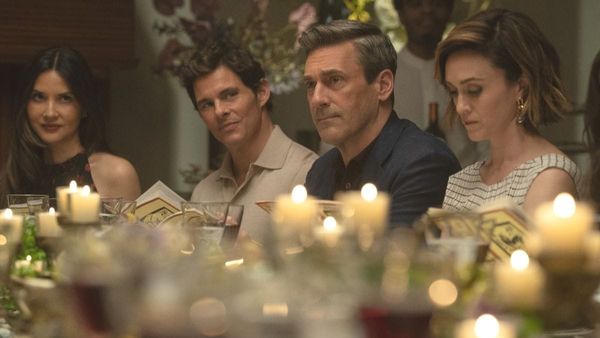 Olivia Munn, James Marsden, Jon Hamm and Heather Lind in Your Friends and Neighbors season 2. (Photo Credit: Courtesy of Apple TV.)