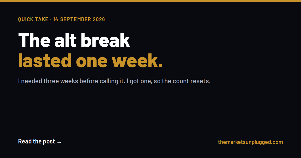 The alt break lasted one week