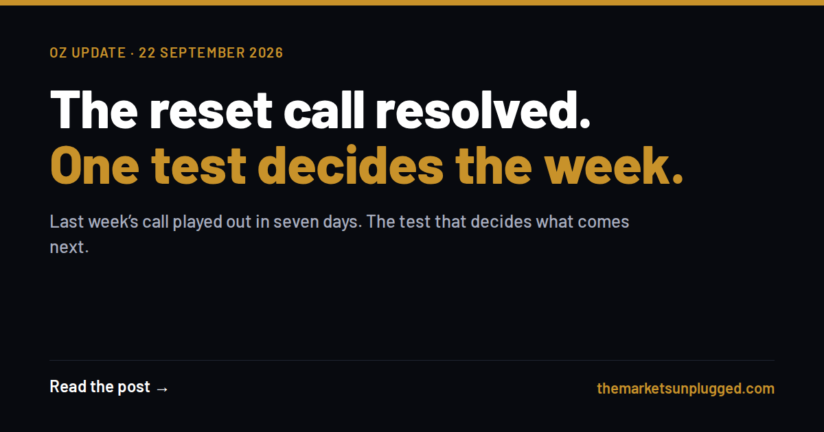 The reset call resolved, and the test for the week ahead