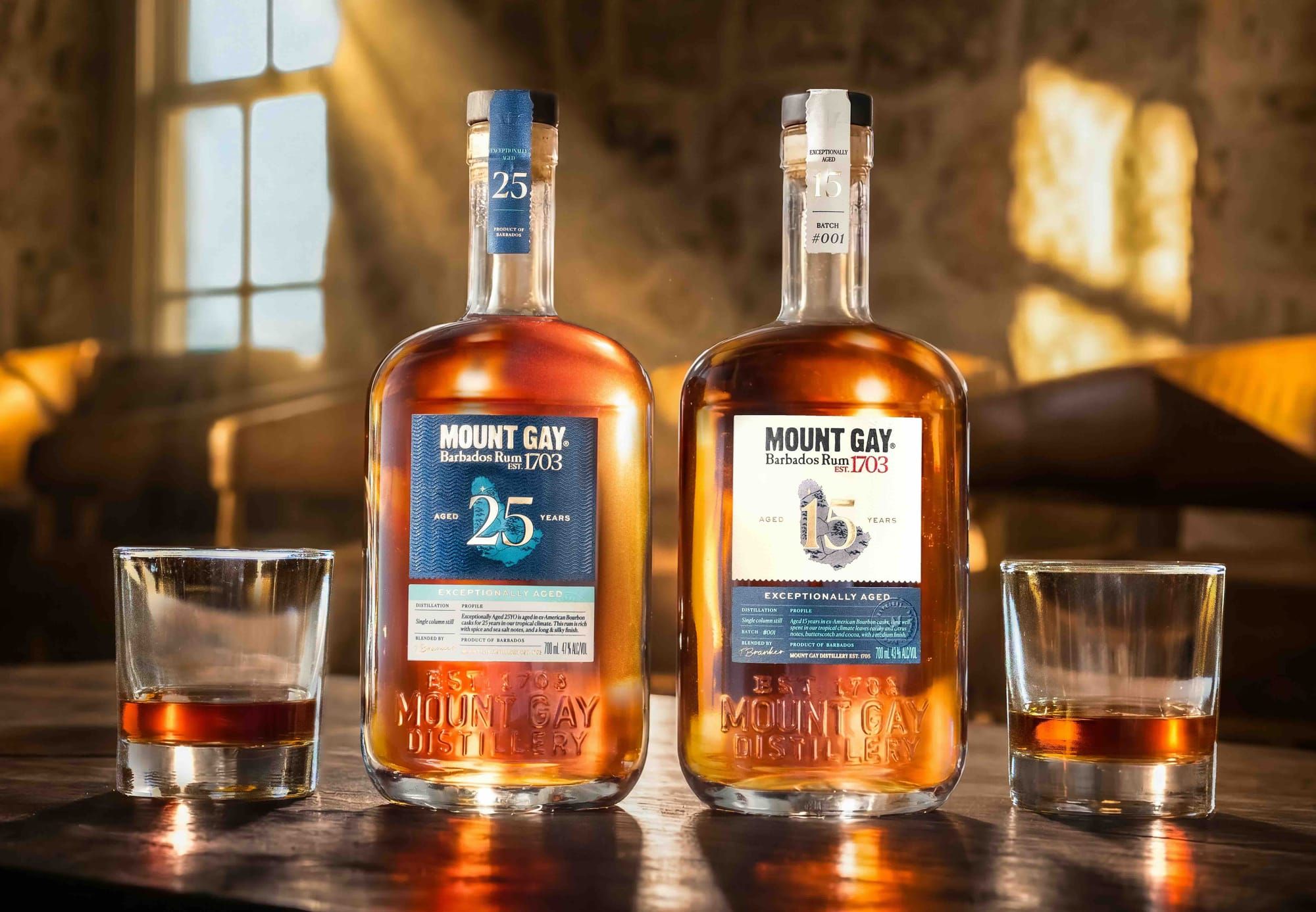 'Exceptionally Aged' Mount Gay 15 and 25 Year Rums Are Deeply Fruity Pours
