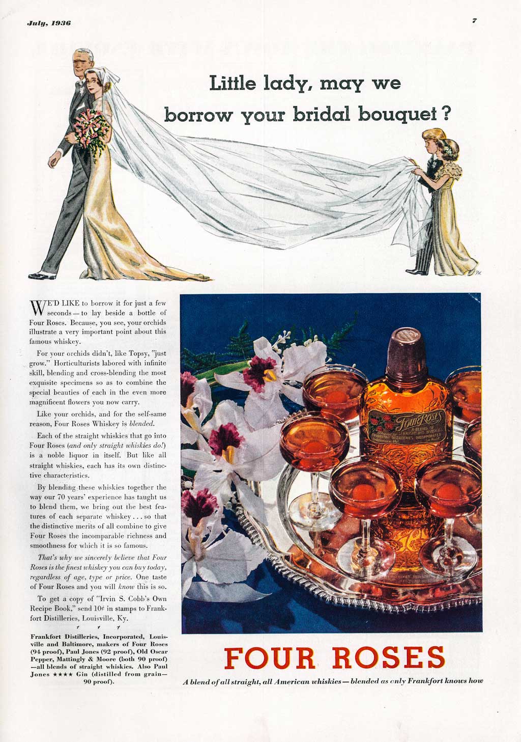 Four Roses Whiskey Ad Circa 1936 Photo