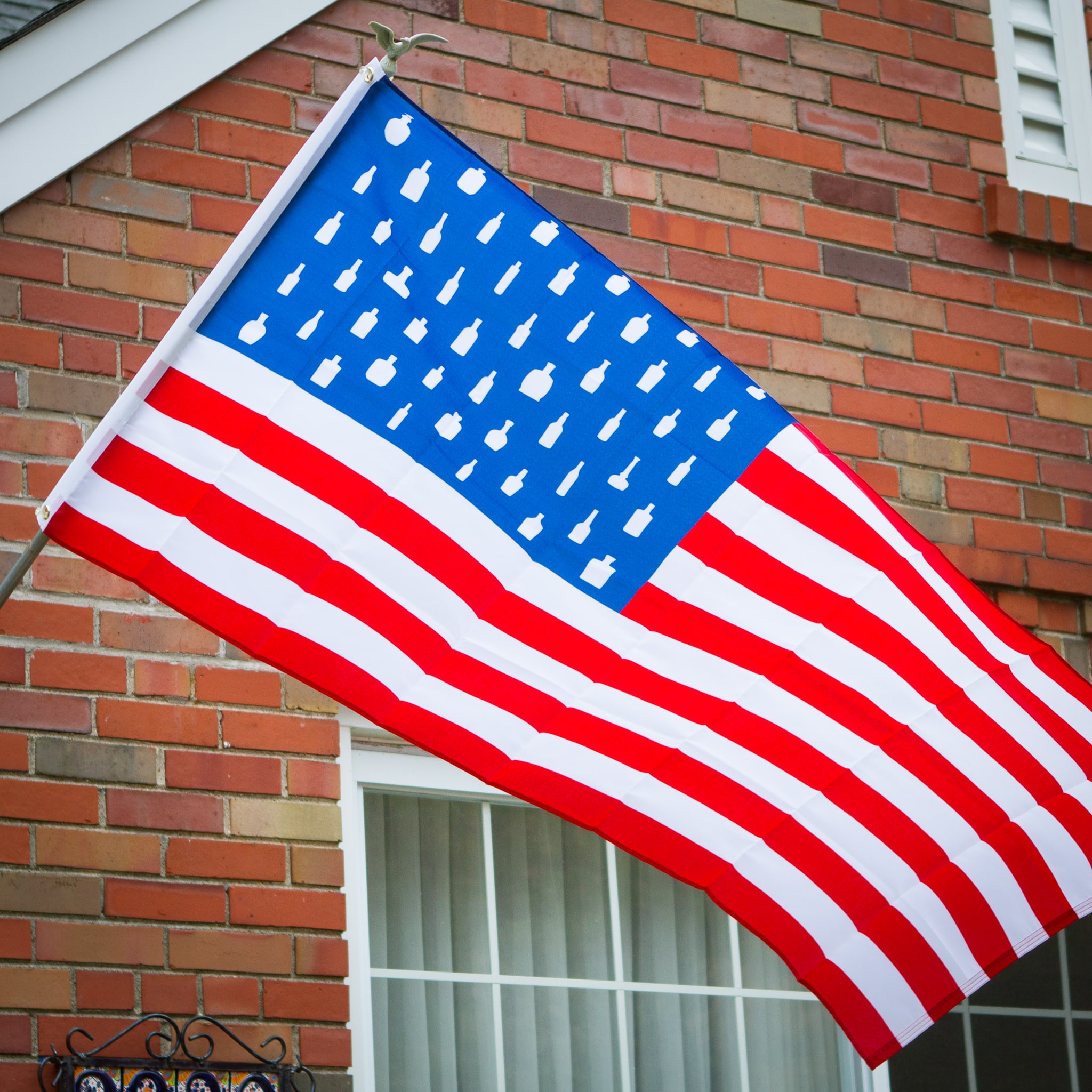 Bourbon Patriot Flag In The Wind Close-up