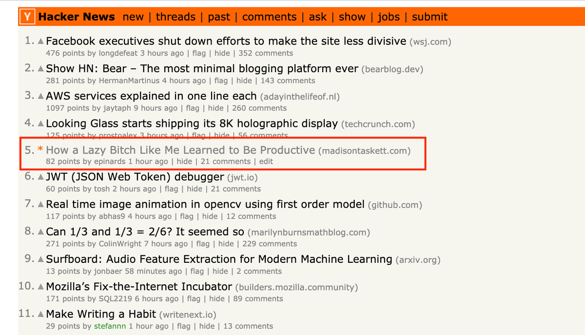 Hitting the front page of HN