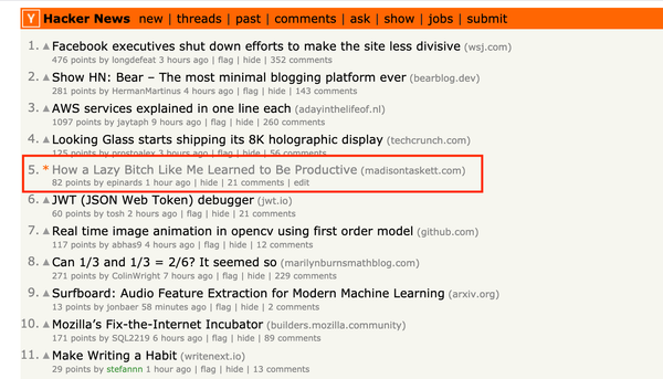 How I made the front page of Hacker News on my first try