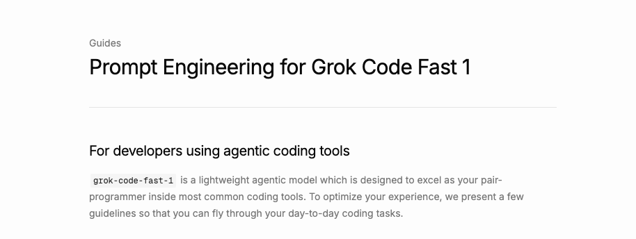 xAI's Prompt Engineering Guide for grok-code-fast-1