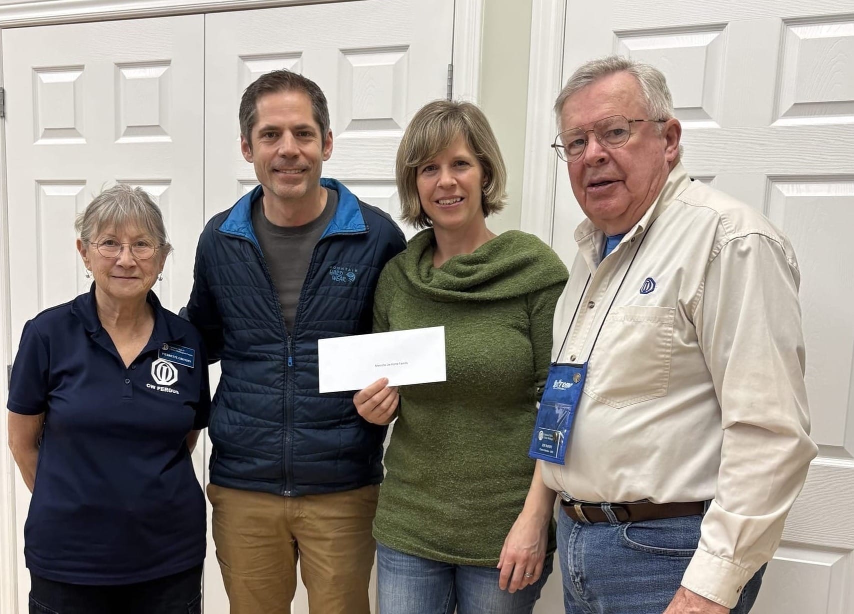 Optimist Club donation to help purchase  equipment for Fergus girl with Rhett syndrome