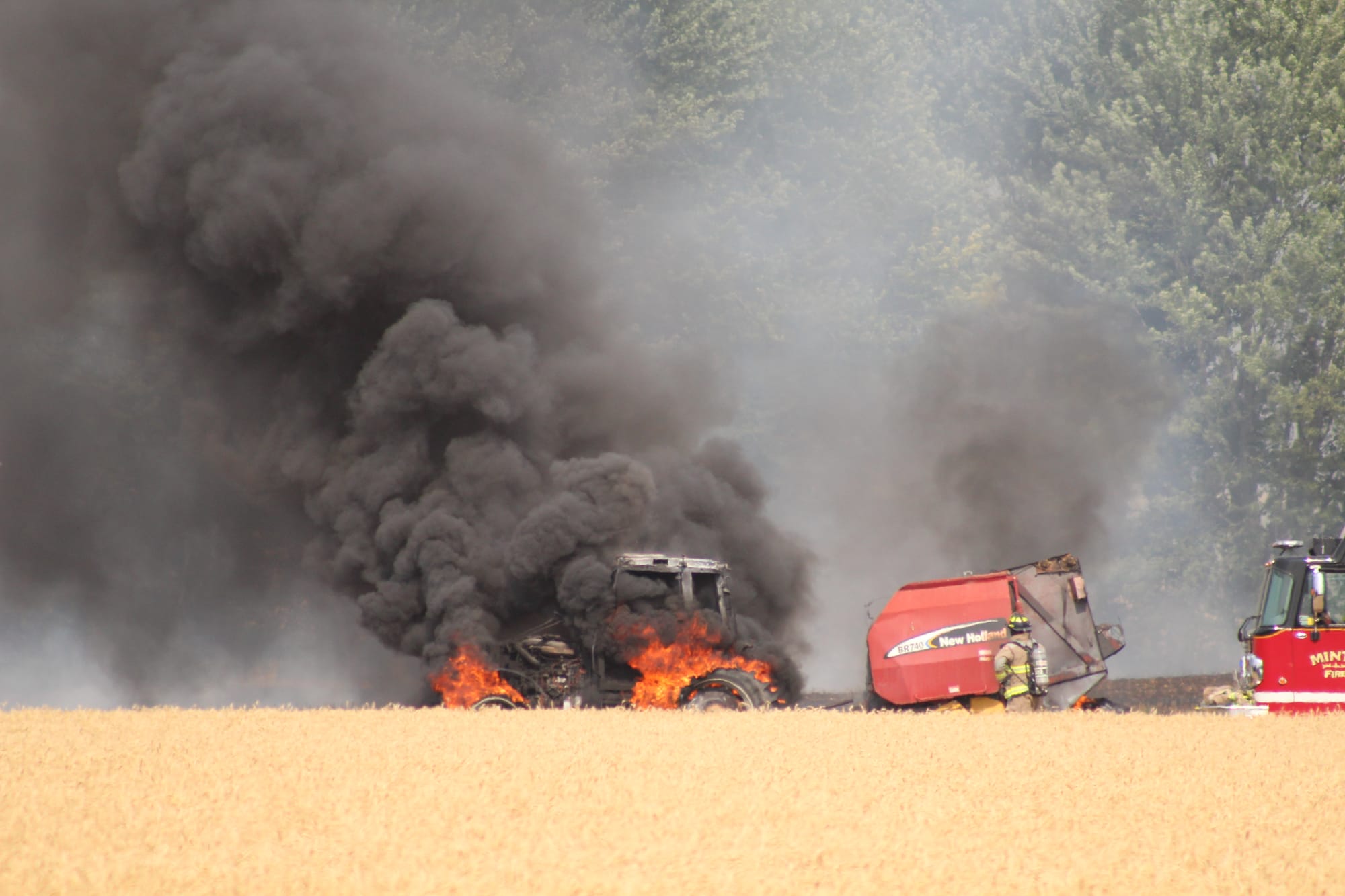 Tractor, baler destroyed by fire