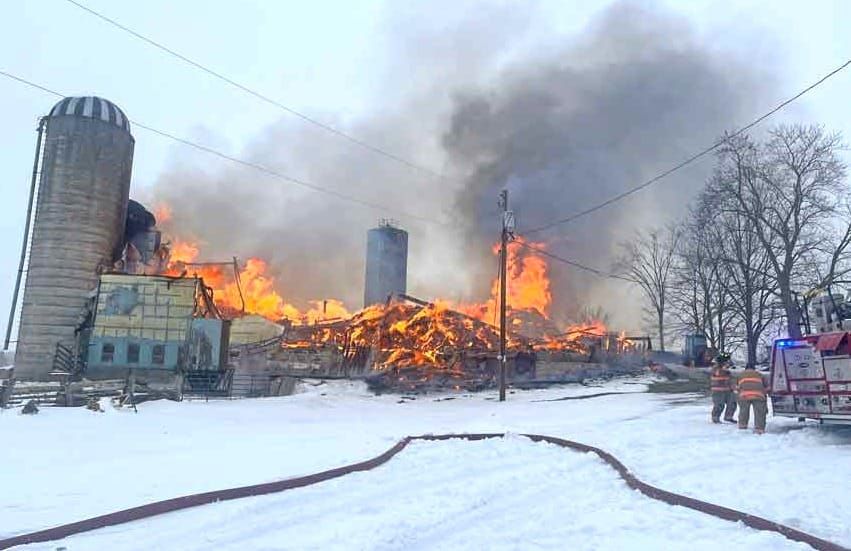 Barn destroyed by fire; 50 cattle saved post image