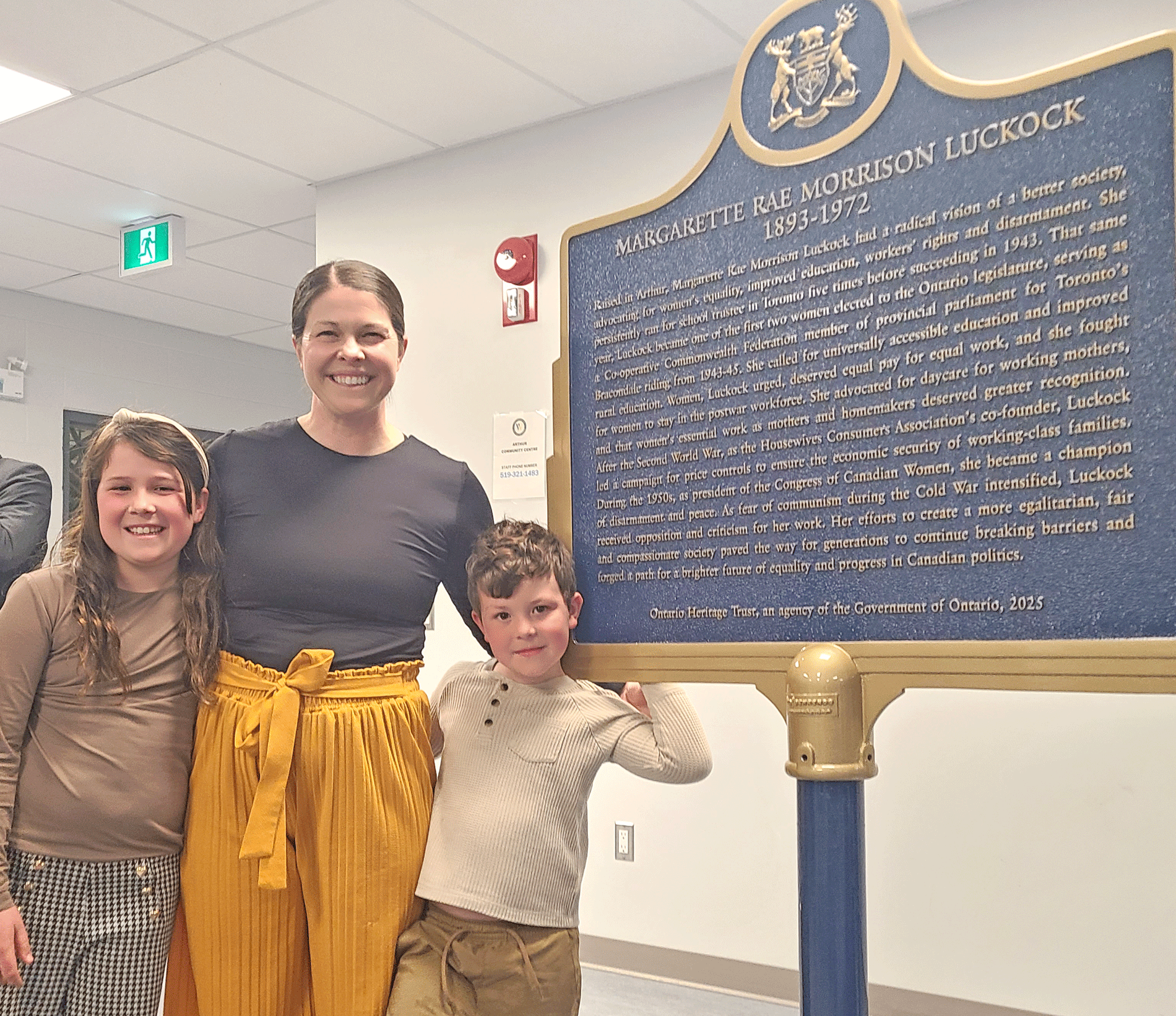 Margarette Rae Morrison Luckock recognized with provincial plaque