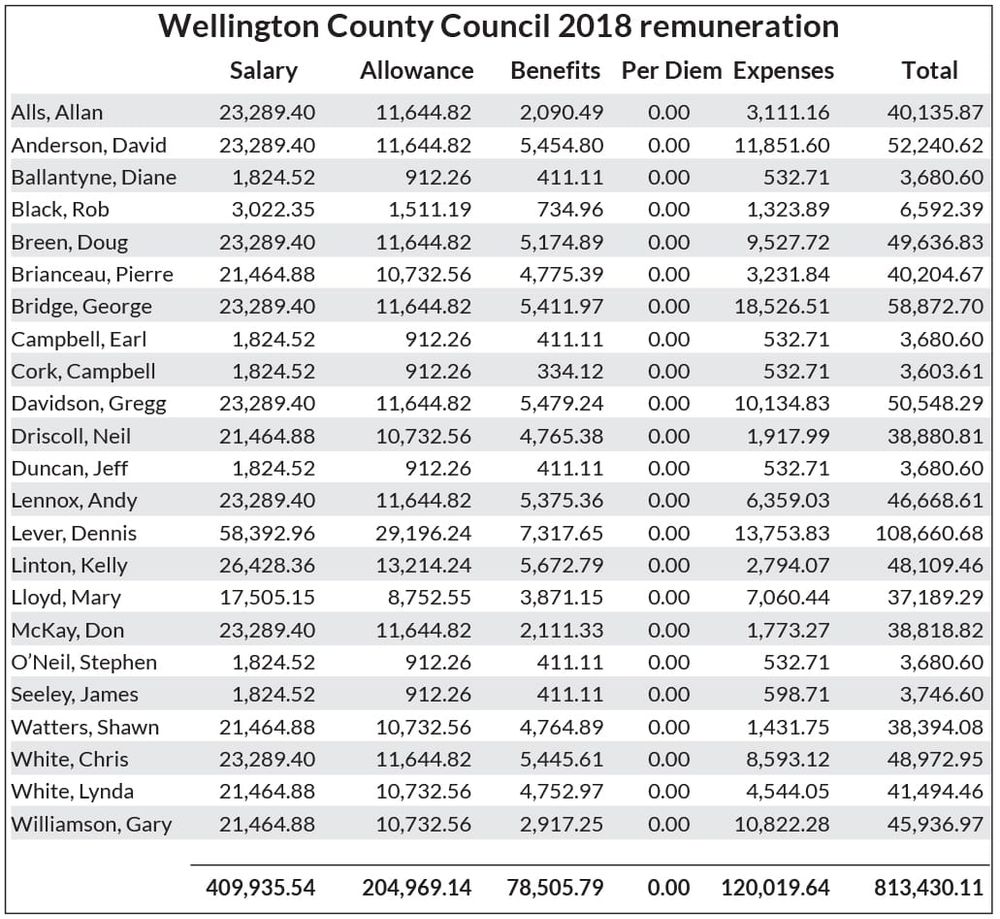 County council remuneration totals over $800,000 for 2018 post image