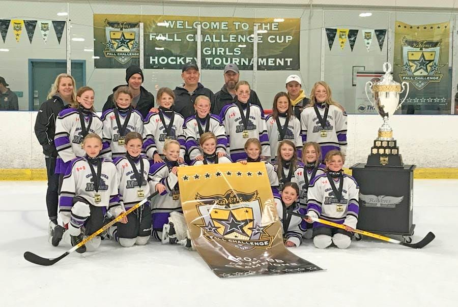 Grand River Mustangs Girls Atom BB earn gold medal at  Waterloo Fall Challenge Hockey Tournament post image