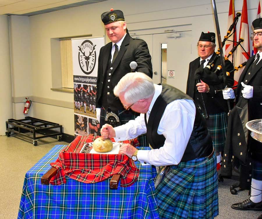 Addressing the haggis at Robbie Burns event post image