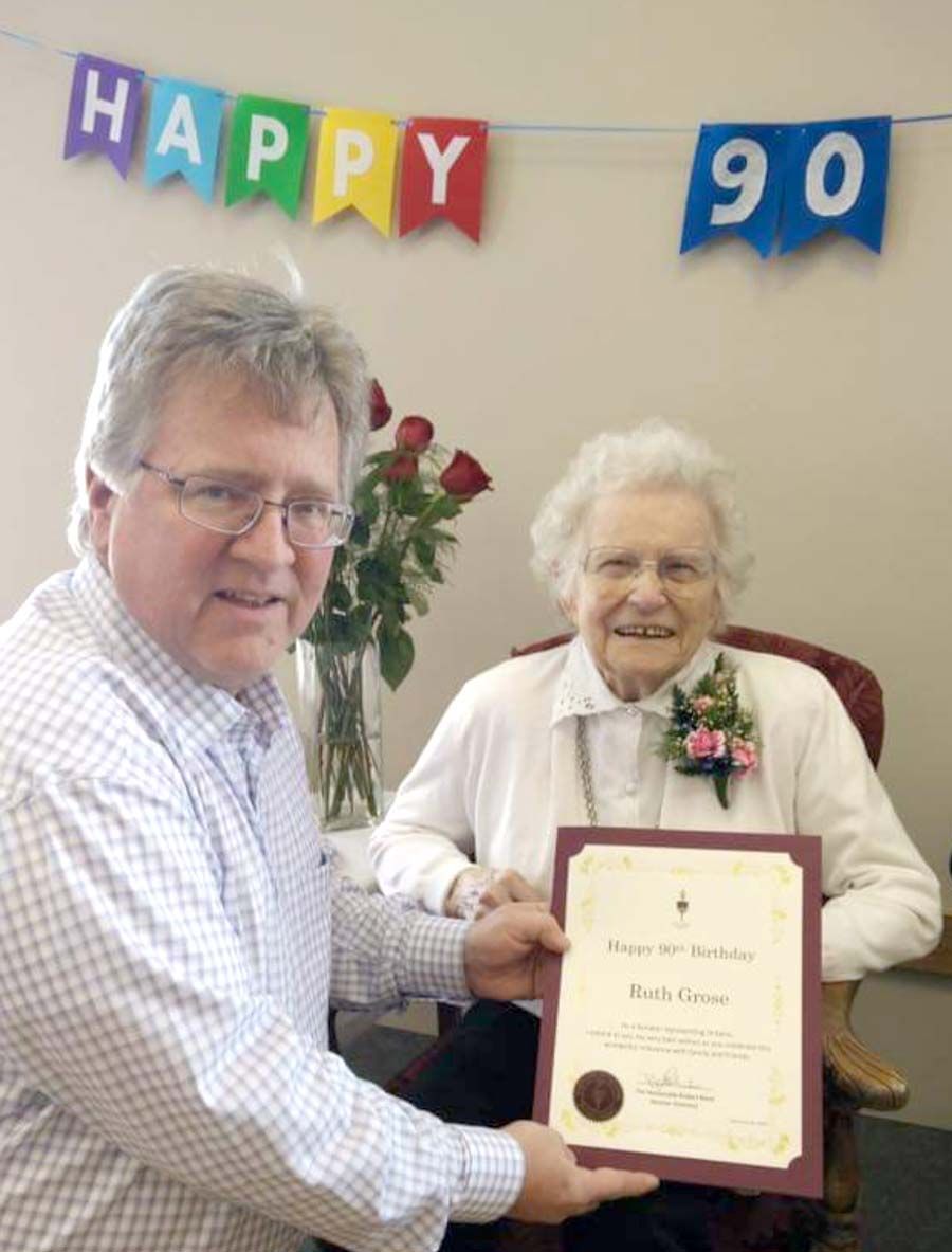 Senator Rob Black helps celebrate a major milestone for Ruth Grose post image