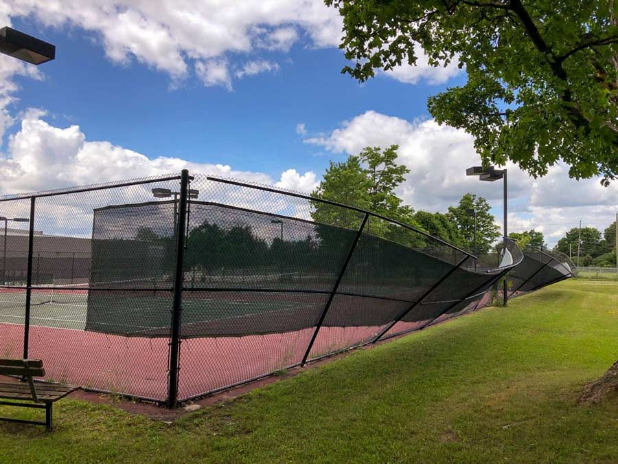 Wicked winds damage Fergus tennis courts post image