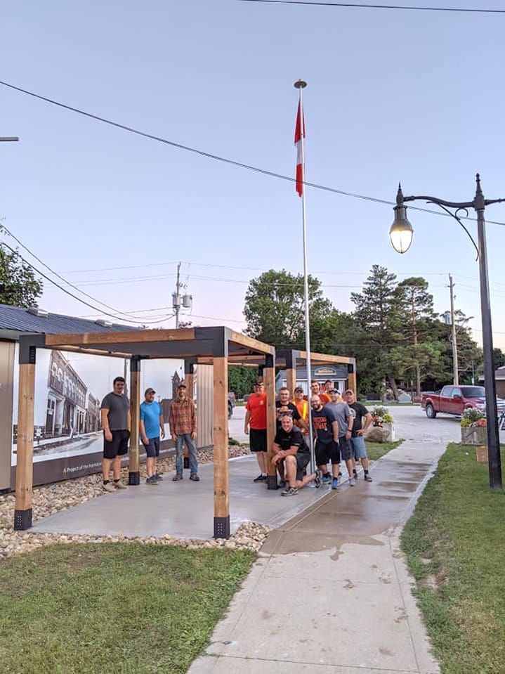 Harriston Kinsmen build a pergola for Tannery Park post image