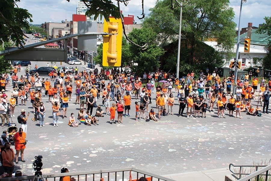 Hundreds turn out for ‘Cancel Canada Day’ march in Guelph post image