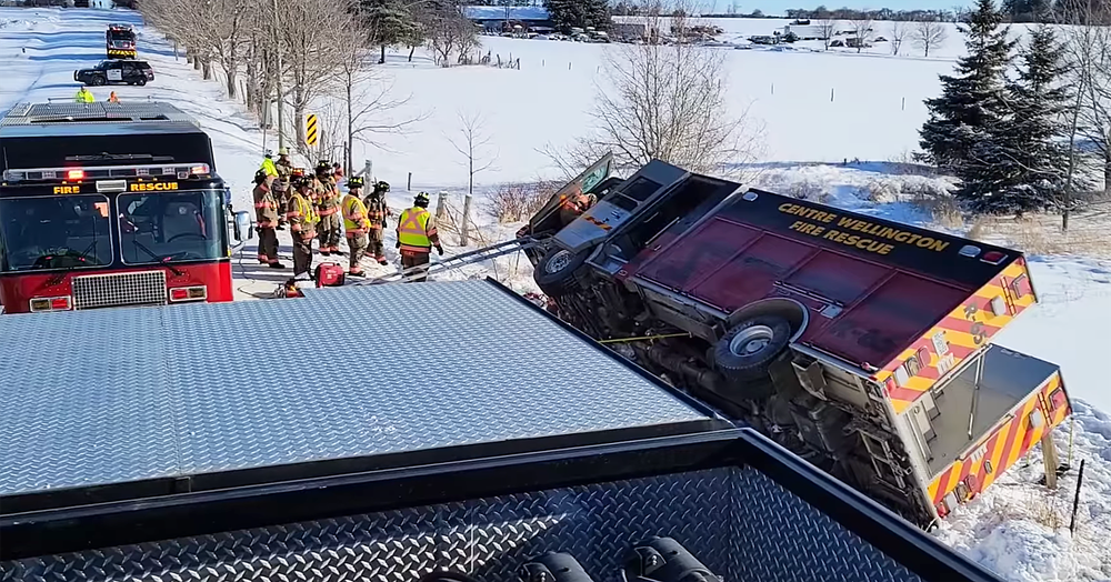 Firefighter airlifted to hospital after fire truck ditched during call post image