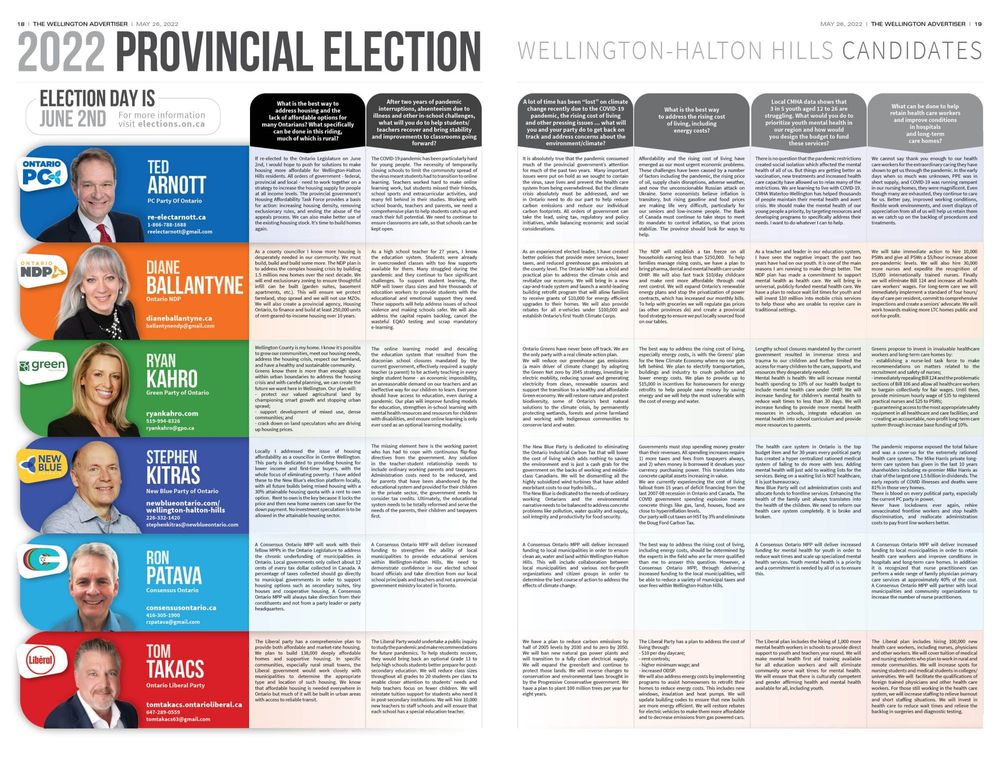 Provincial election Q&A: Wellington-Halton Hills candidates post image