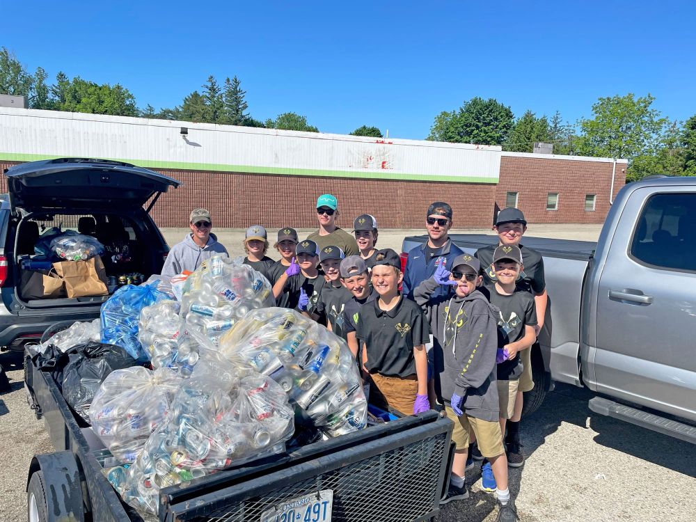 Minor lacrosse team holds can/bottle drive post image