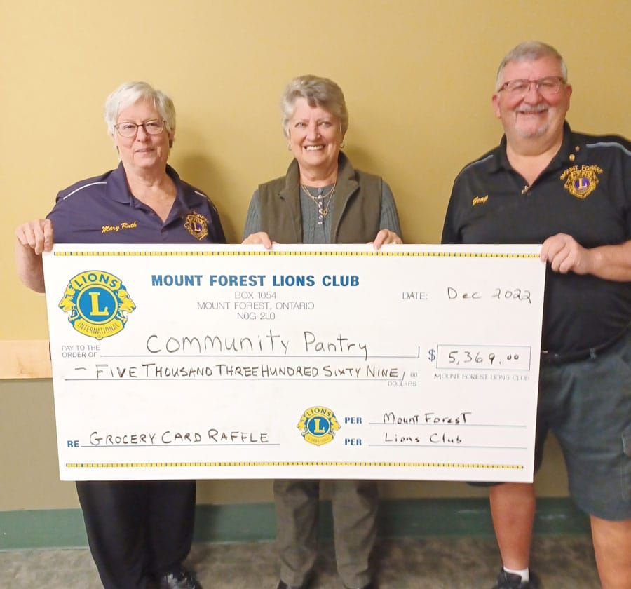 Mount Forest Lions make donation to Mount Forest Community Pantry post image