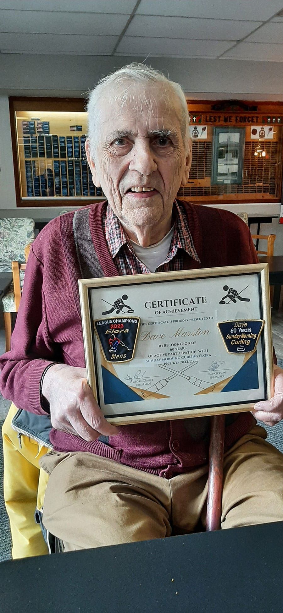 Elora Legion Curling Club honours long-time member Dave Marston post image