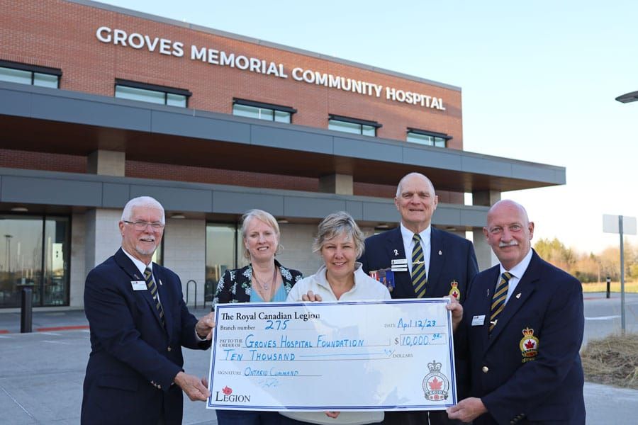 Groves Hospital Foundation receives generous donation from the Royal Canadian Legion Ontario Command Charitable Foundation post image