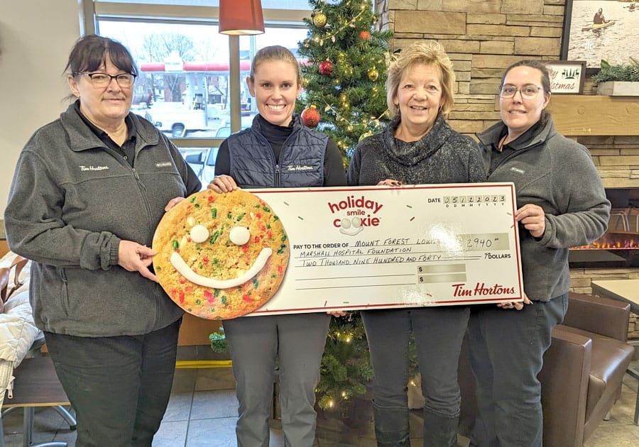 Mount Forest Tim Hortons donates to hospital foundation post image