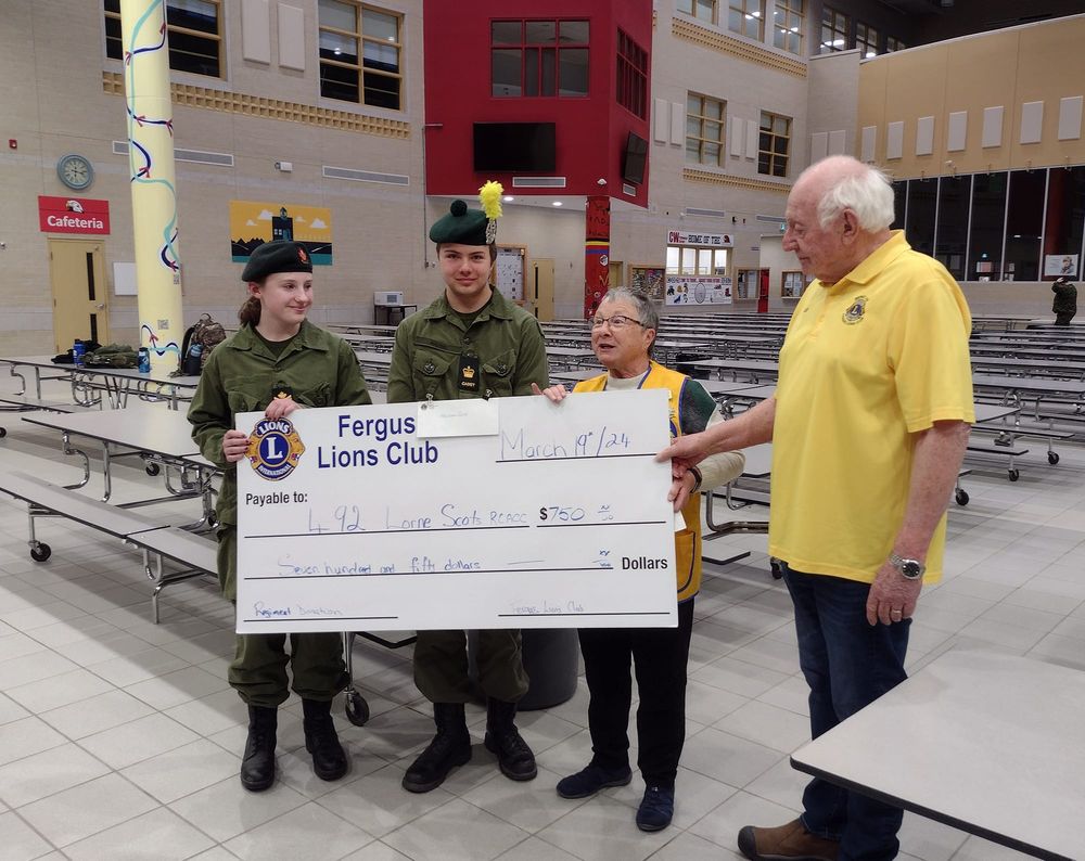 Fergus Lions donate to 492 Lorne Scots Air Cadets post image