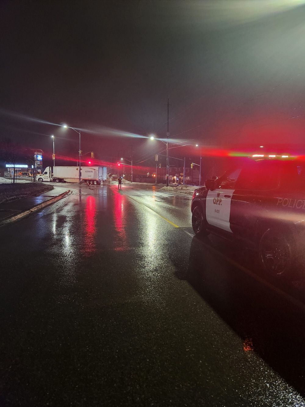 Pedestrian hit by transport truck at Fergus intersection post image