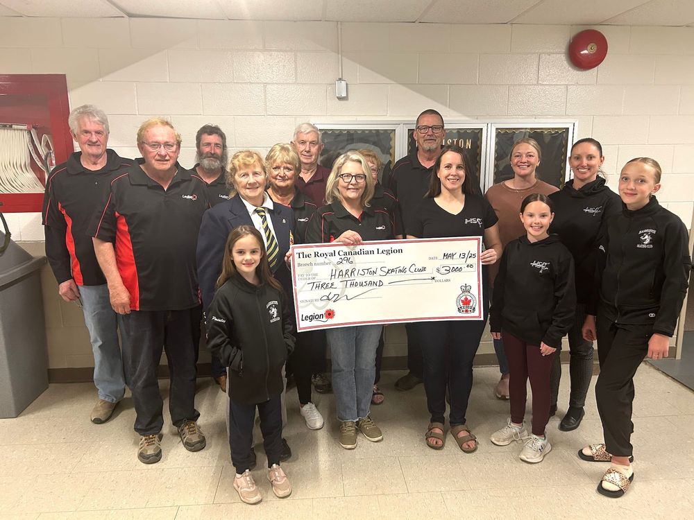 Harriston Skating Club receives $3,000 cheque from Harriston Legion post image