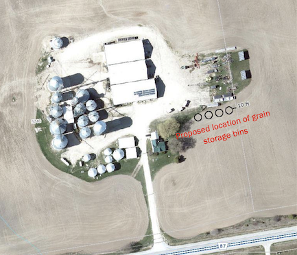 Minor variance approved to relocate grain storage bins post image