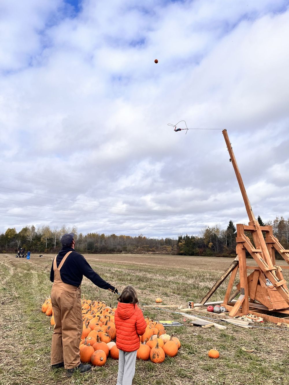 Handmade trebuchet sends pumpkins flying post image