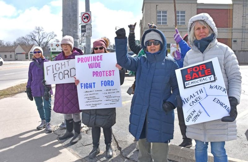 Protesters rail against premier at Guelph ‘Fight Ford’ event post image