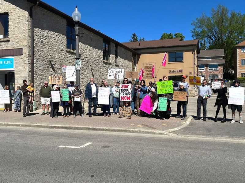 Protesters rally against premier at Fergus ‘Fight Ford’ event post image