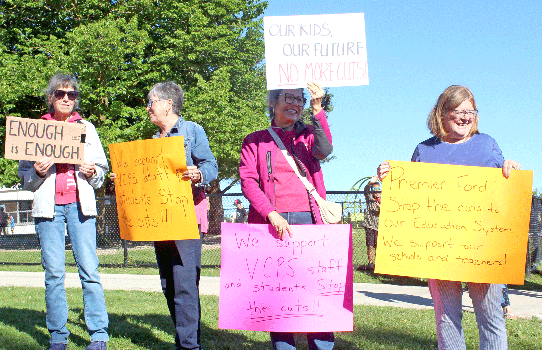 Grandmothers, retired teachers protest 'cuts'at Mount Forest school
