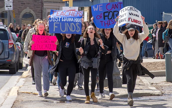 Local high school students join protest against education changes