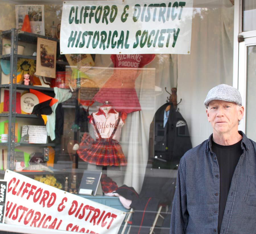 Historical display in Clifford storefront