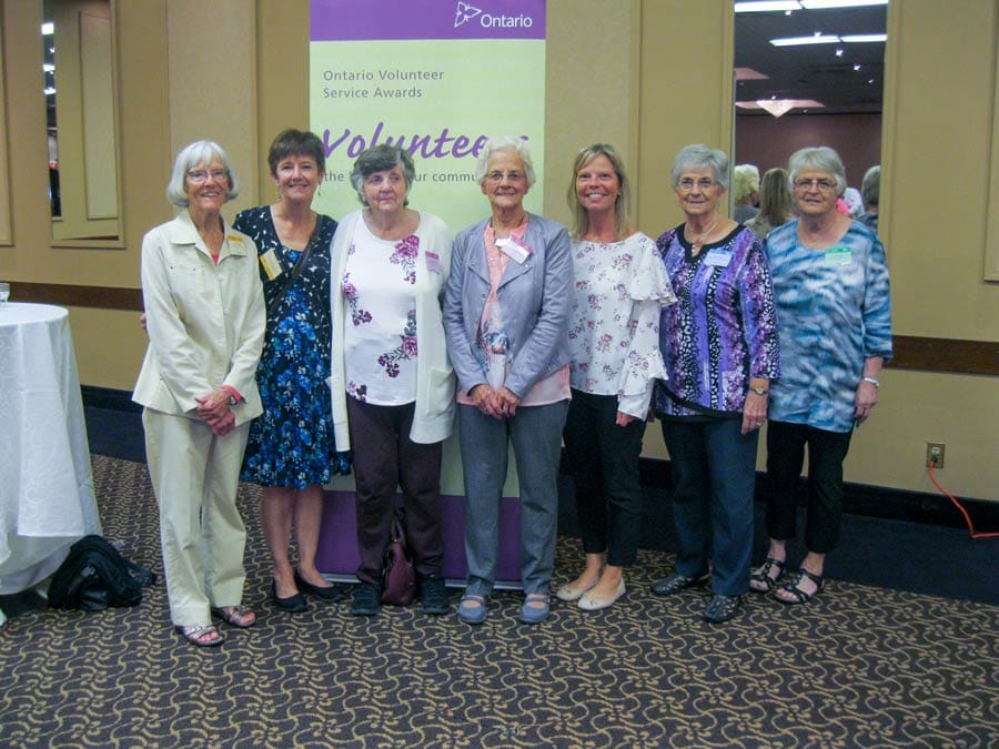 Six Wellington Terrace volunteers receive Ontario Volunteer Service pins