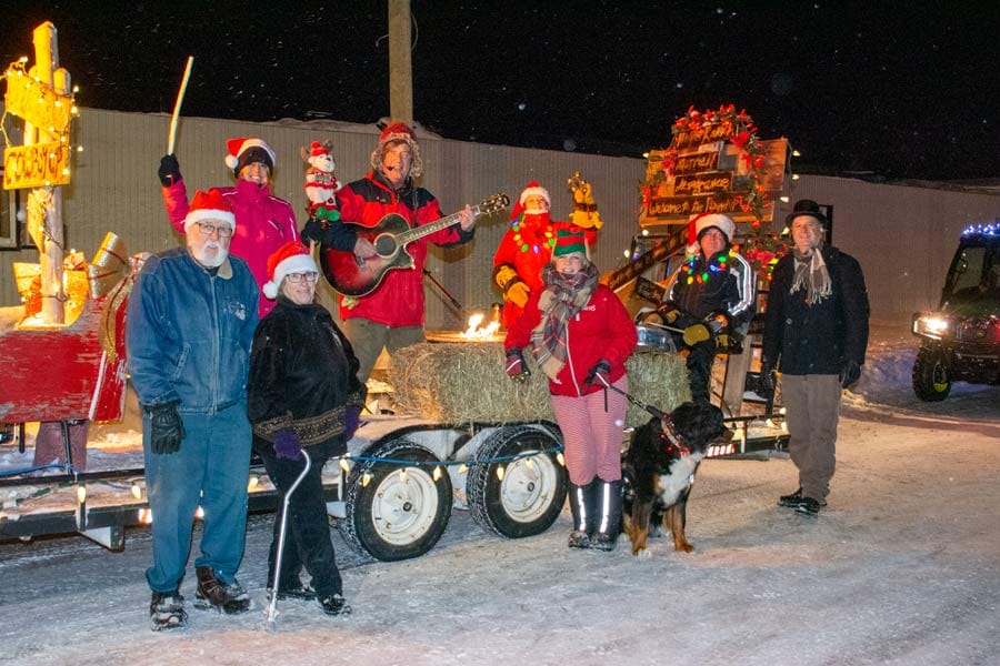 It was a snowy night at the Mount Forest Santa Claus parade
