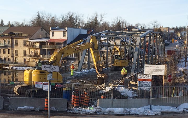 Badley Bridge removed from downtown Elora