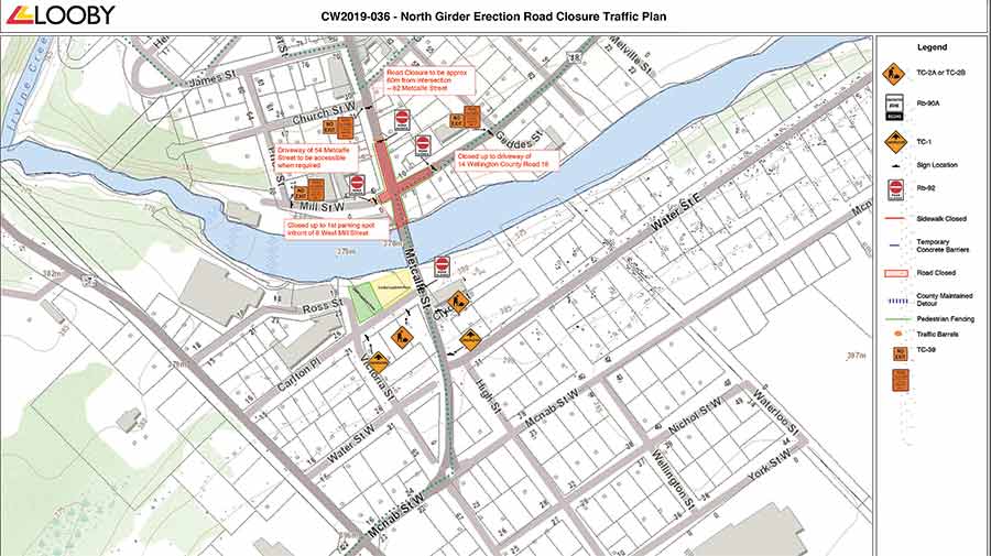 Intersection to be closed for girder installation
