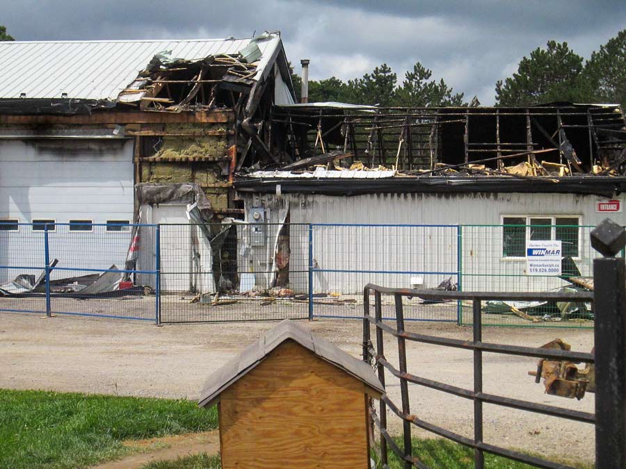 Early morning fire damaged John's Towing building east of Mount Forest