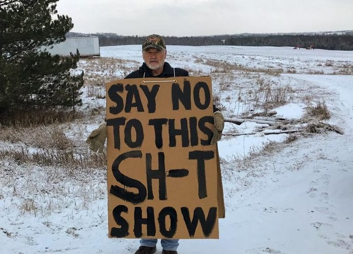 Erin man protesting wastewater treatment plant