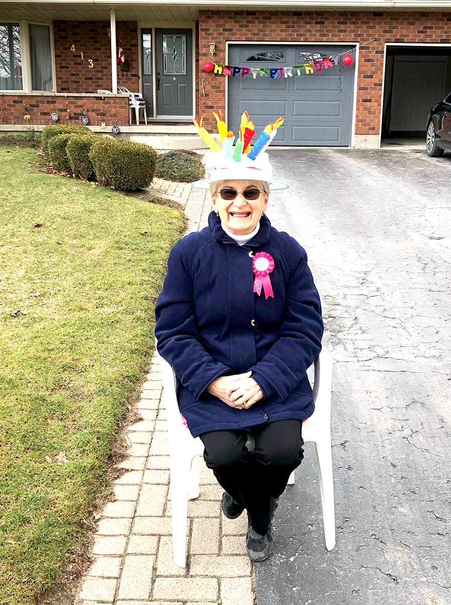 Drive-by wishes help community celebrate Mount Forest woman's 80th birthday