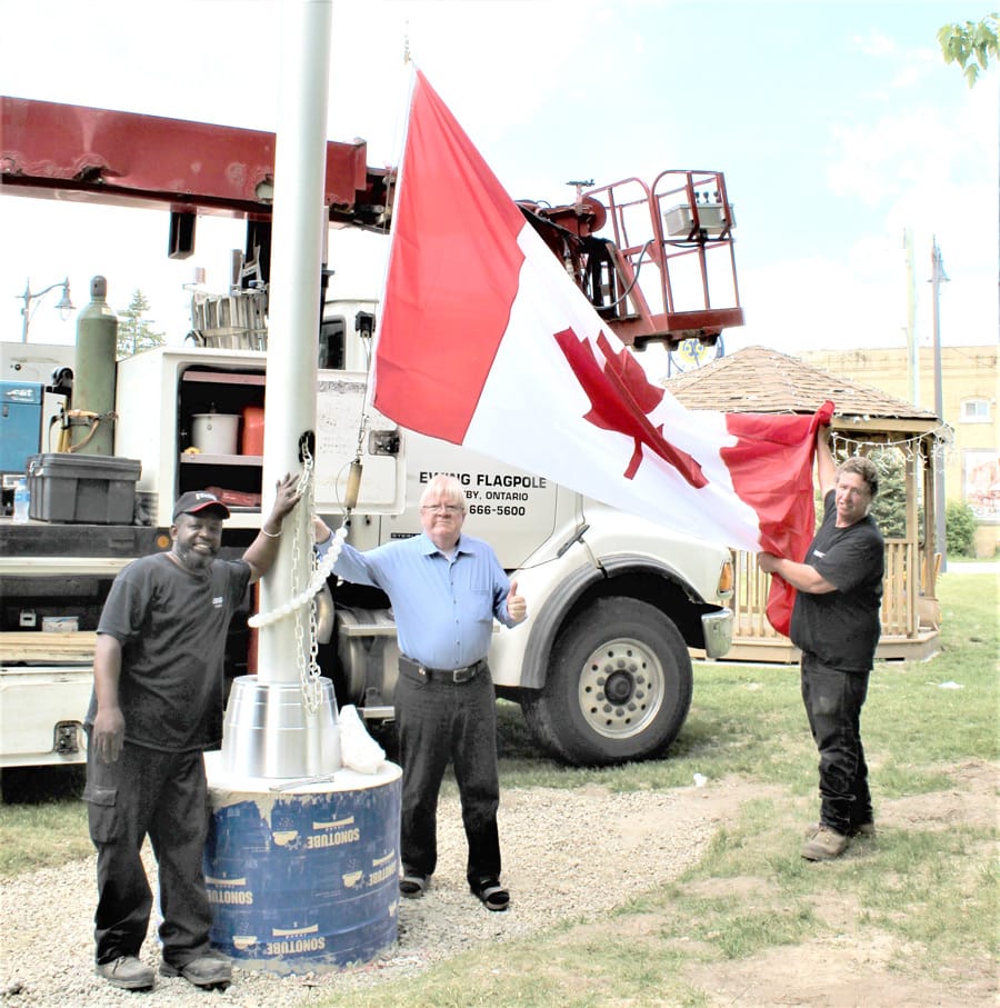 Flagpole installed in Celebration Square