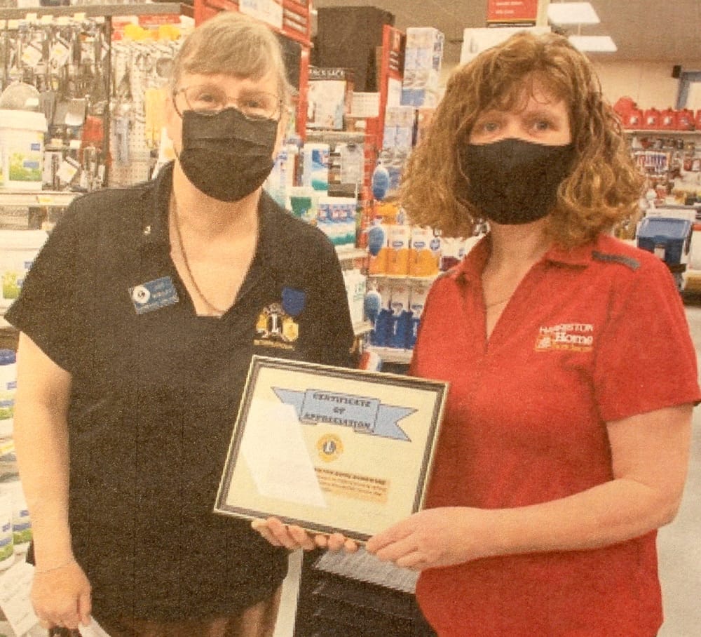 Clifford Lions Club recognizes Harriston Home Hardware for their support