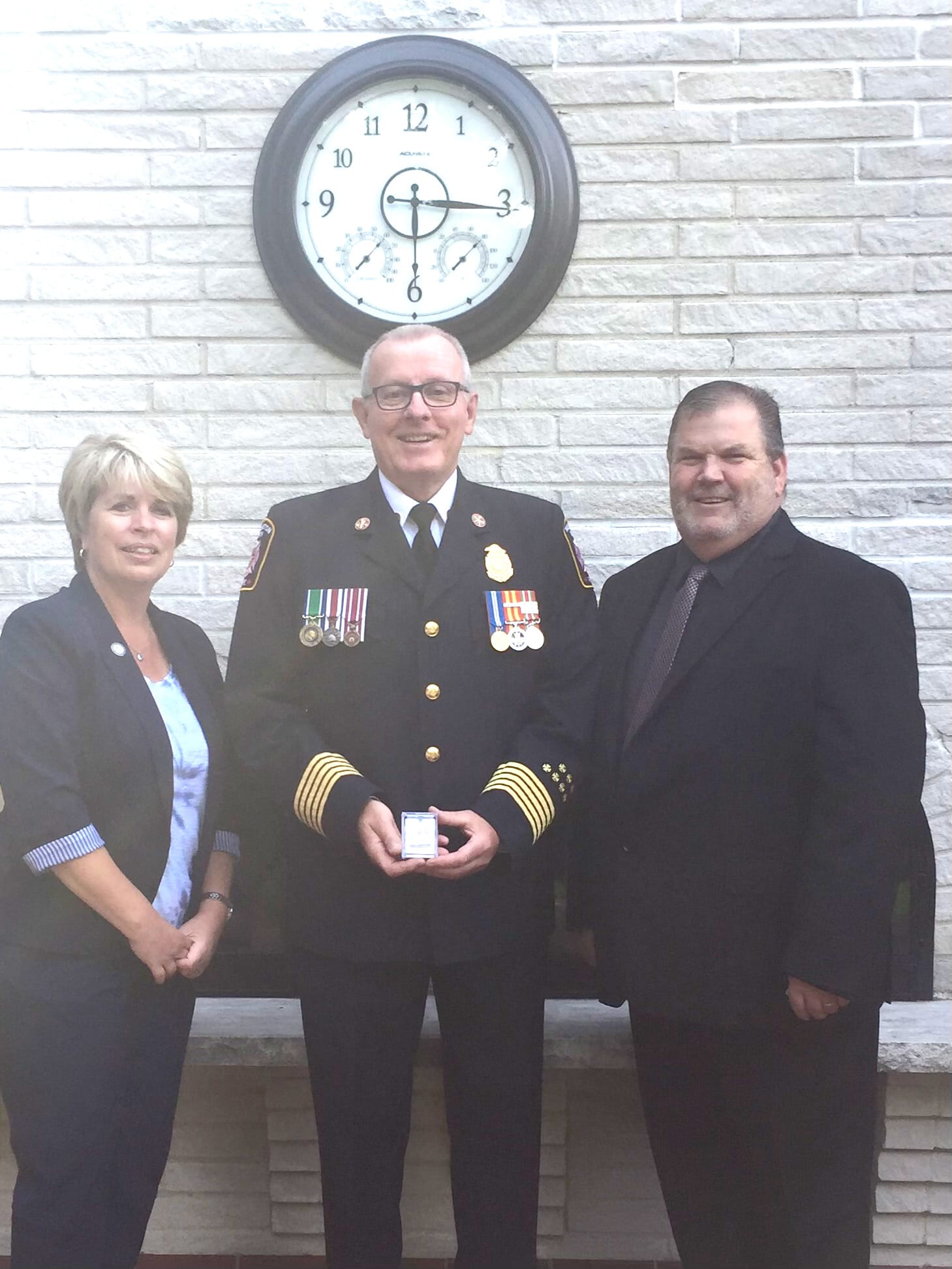 Wellington North retired fire chief Dave Guilbault presented with 45-year service bar